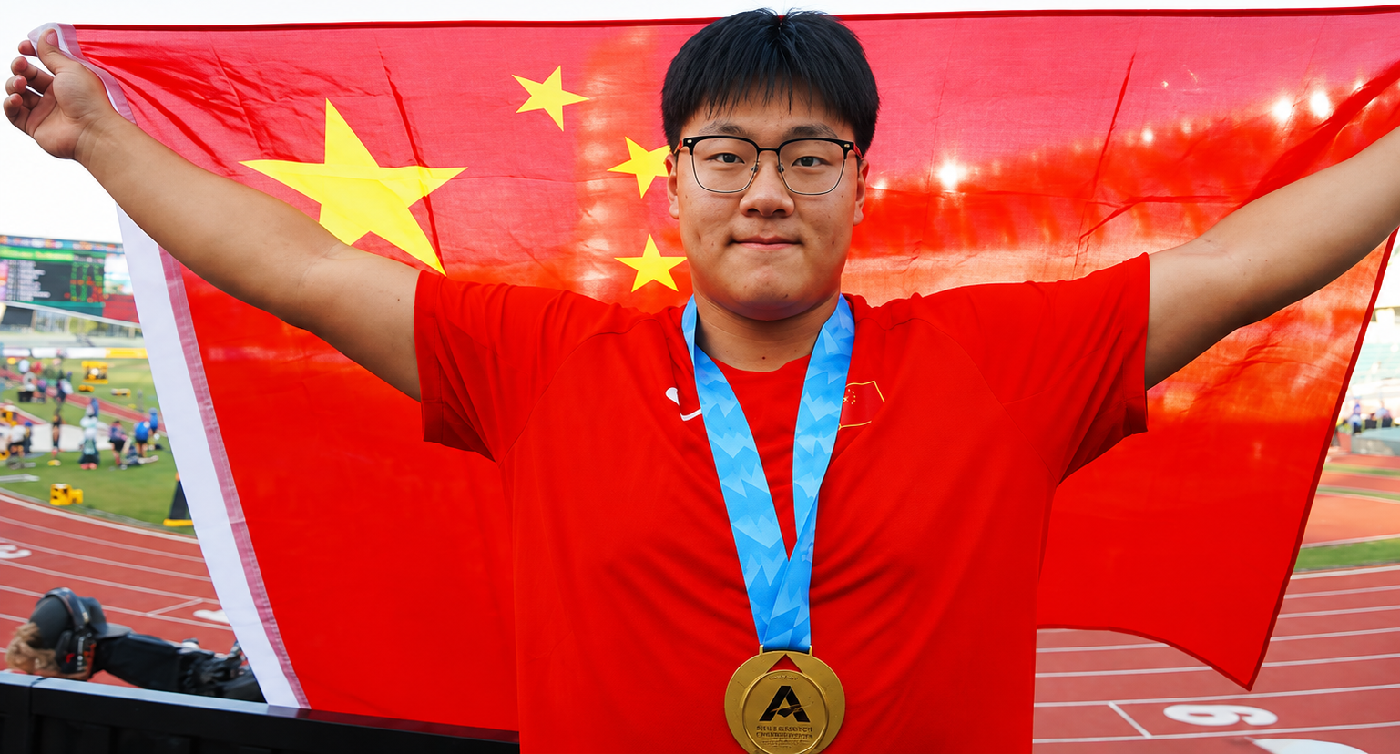 Hammer thrower Chen Jiawei leads the Asian medallists on third day